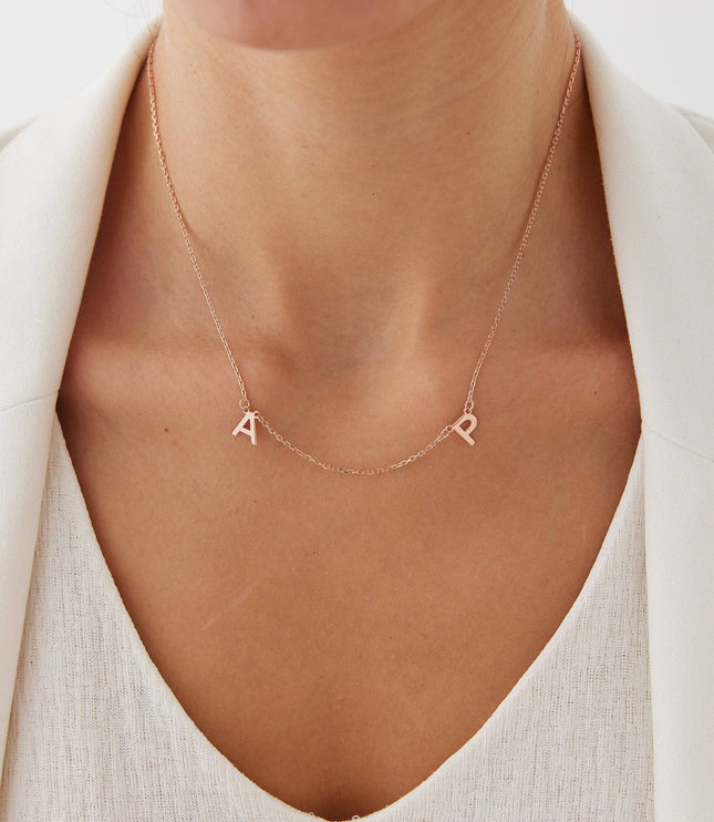 Personalized Initial Letter Necklace, 18K Gold-Plated Sterling Silver - Dabas Minimalist