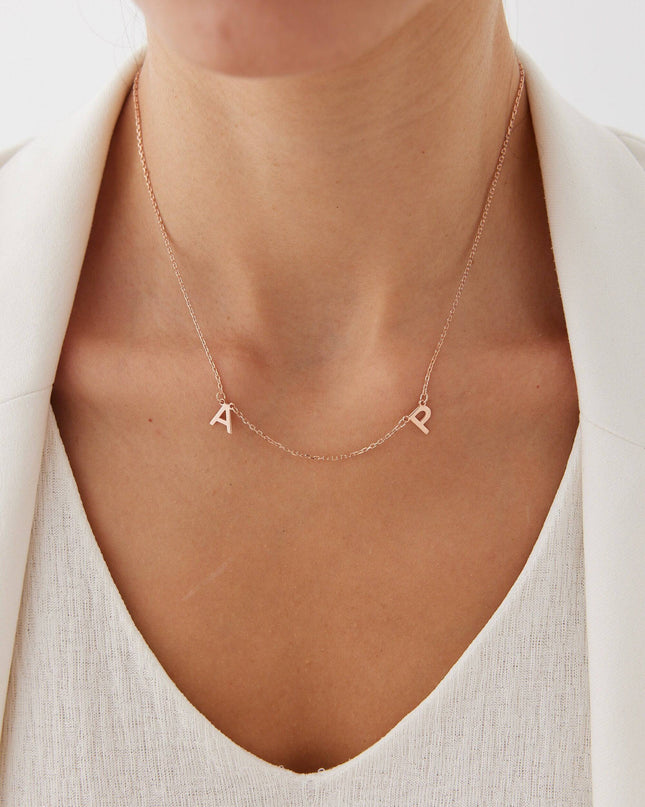 Personalized Initial Letter Necklace, 18K Gold-Plated Sterling Silver - Dabas Minimalist