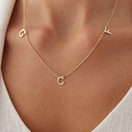 Personalized Initial Letter Necklace, 18K Gold-Plated Sterling Silver - Dabas Minimalist