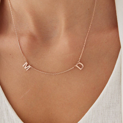 Personalized Initial Letter Necklace, 18K Gold-Plated Sterling Silver - Dabas Minimalist