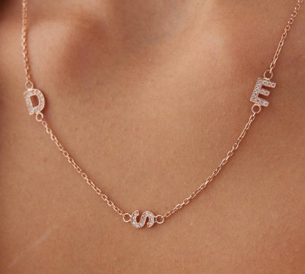 Personalized Initial CZ Diamonds Letter Necklace Dabas Minimalist