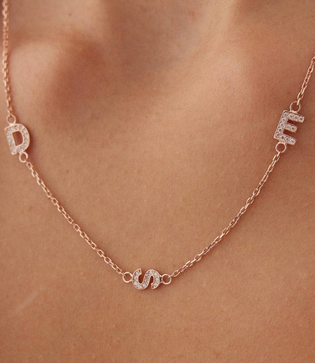 Personalized Initial CZ Diamonds Letter Necklace Dabas Minimalist