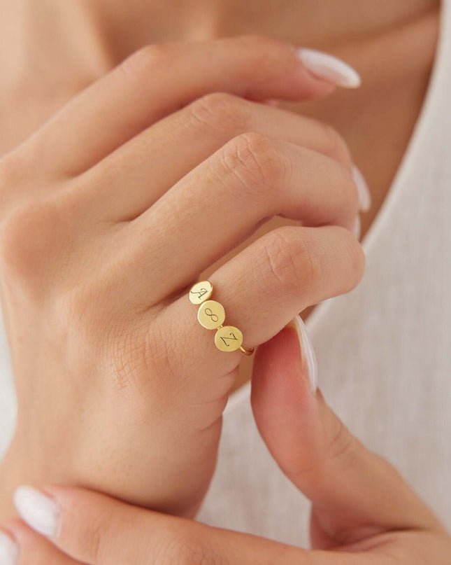 Personalized Love Initial Ring • Triple - Dabas Minimalist