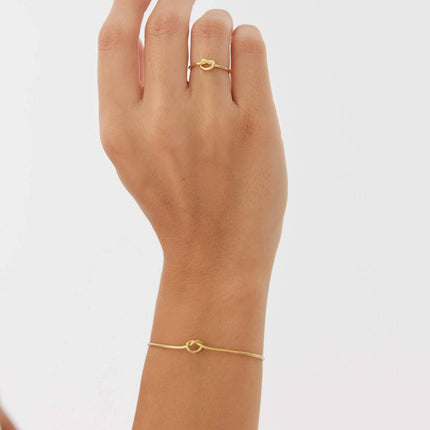 Love Knot Bangle Bracelet, 18K Gold-Plated Sterling Silver Promise & Friendship - Dabas Minimalist