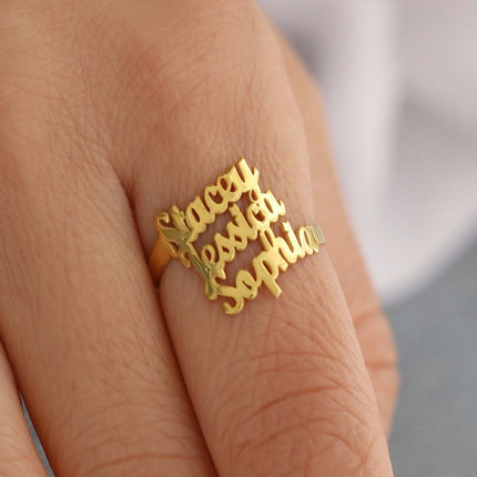 Personalized Family Name Ring - Triple Name Ring - 925K Sterling Silver for Women - Dabas Minimalist