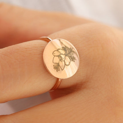 Birth Flower Ring, Floral Ring, Gift For Her, Mothers Day Gift