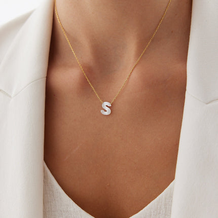 Tiny Mother of Pearl Alphabet Letter Necklace Dabas Minimalist