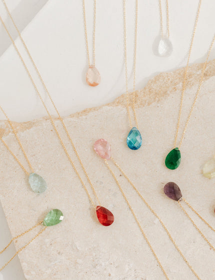 Dainty Teardrop Birthstone Necklace Dabas Minimalist