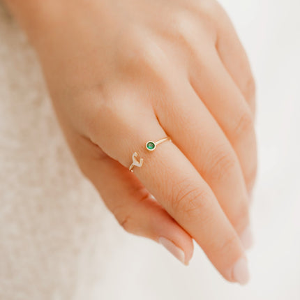 Tiny Wrap Personalized Birthstone Letter Ring Dabas Minimalist