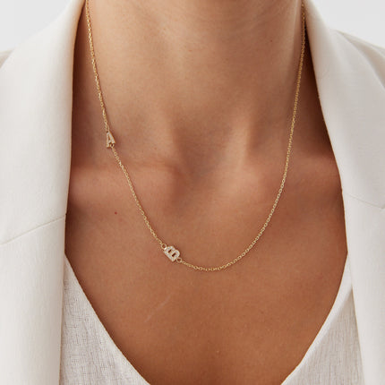 Personalized Initial CZ Diamonds Letter Necklace Dabas Minimalist